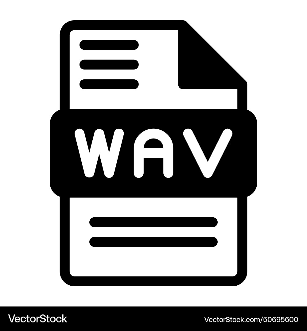 Wav file icon audio format symbol solid icons Wav file icon audio format symbol solid icons vector image