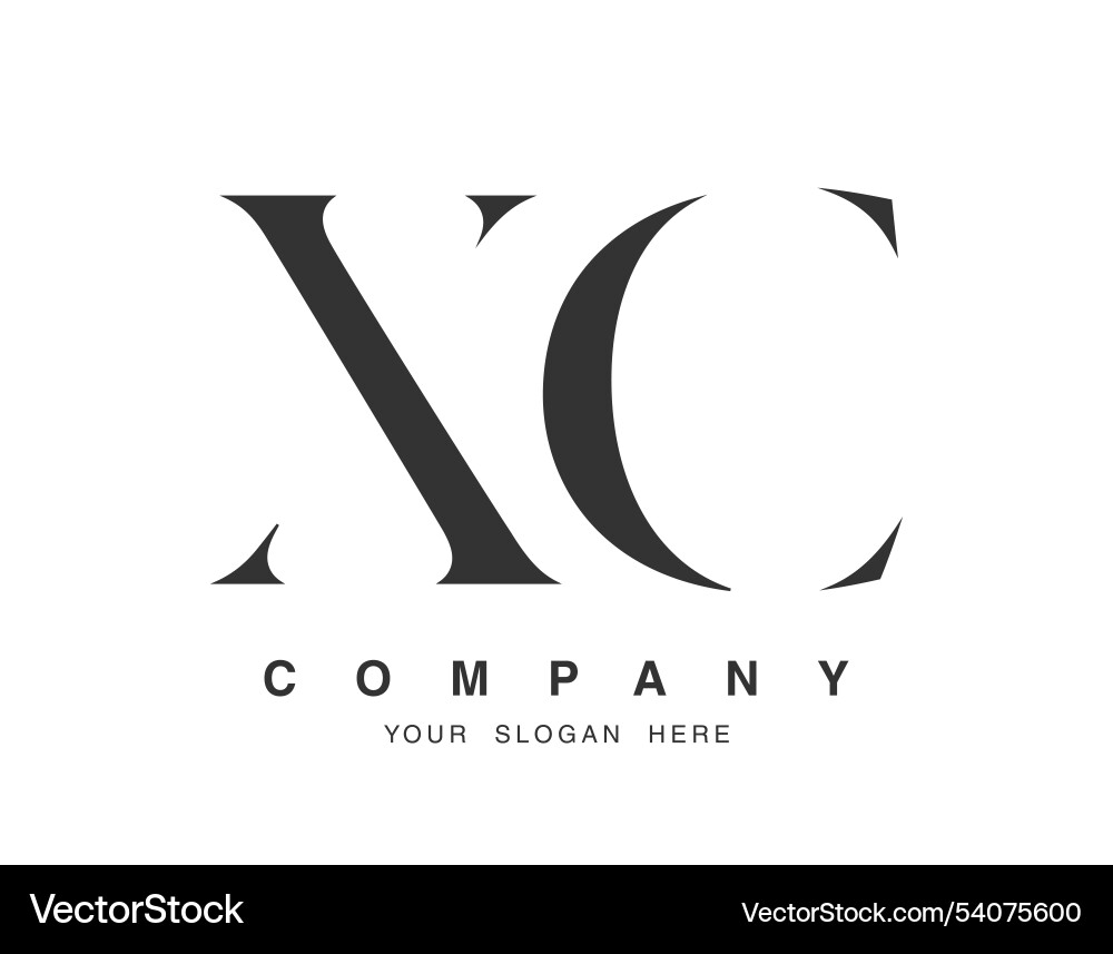 Xc logo design initial letter x and c serif font Xc logo design initial letter x and c serif font Vector Image