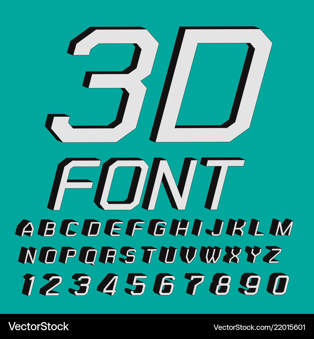 3d font letters and numbers Vector Image