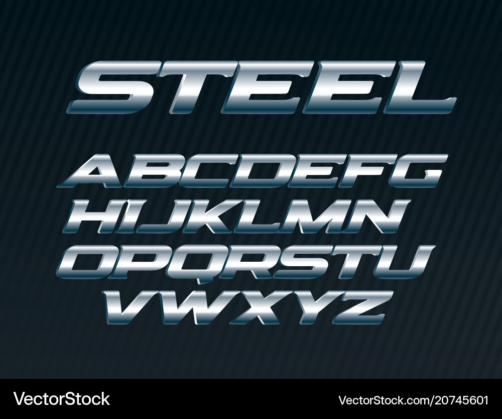 Chrome Metal Letter Set - Bold & Modern vector image