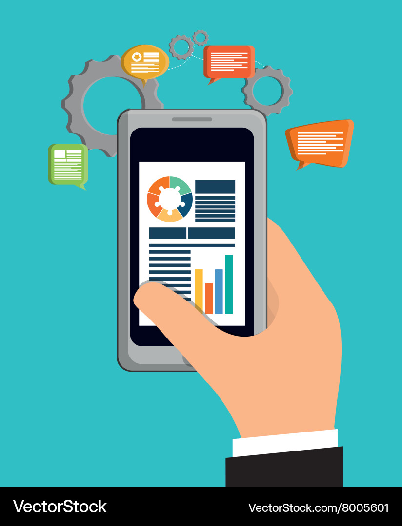 Development with gadget design smartphone Vector Image