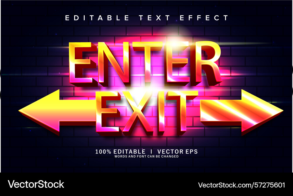 Enter exit text effect with modern style design Enter exit text effect with modern style design vector image