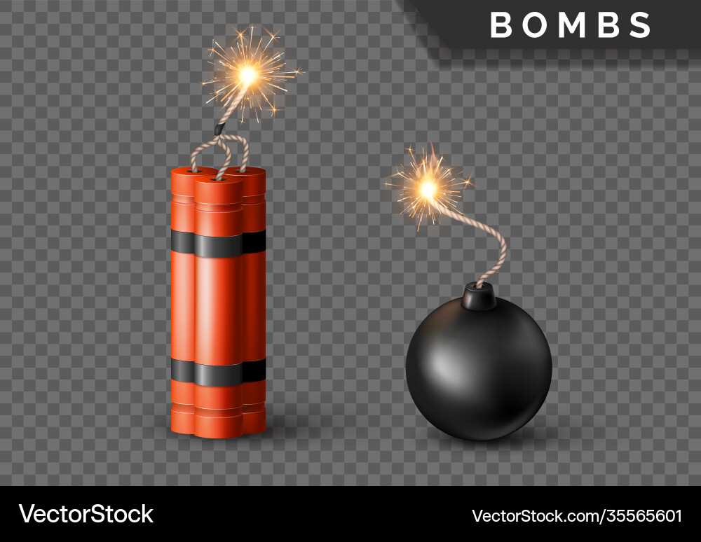 Exploding Bomb with Burning Wick vector image