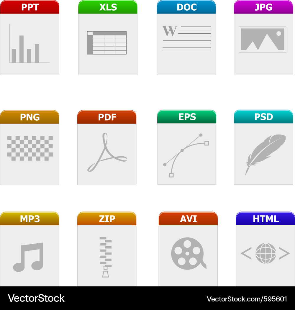 File Type Icons Collection vector image