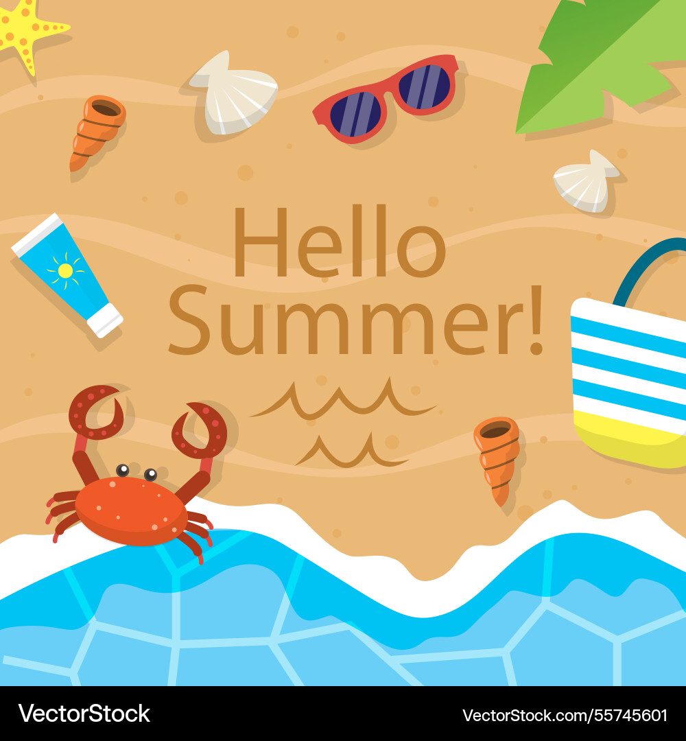 Flat hello summer background Vector Image