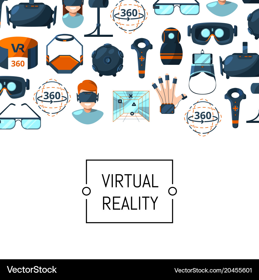 Flat style virtual reality elements Vector Image