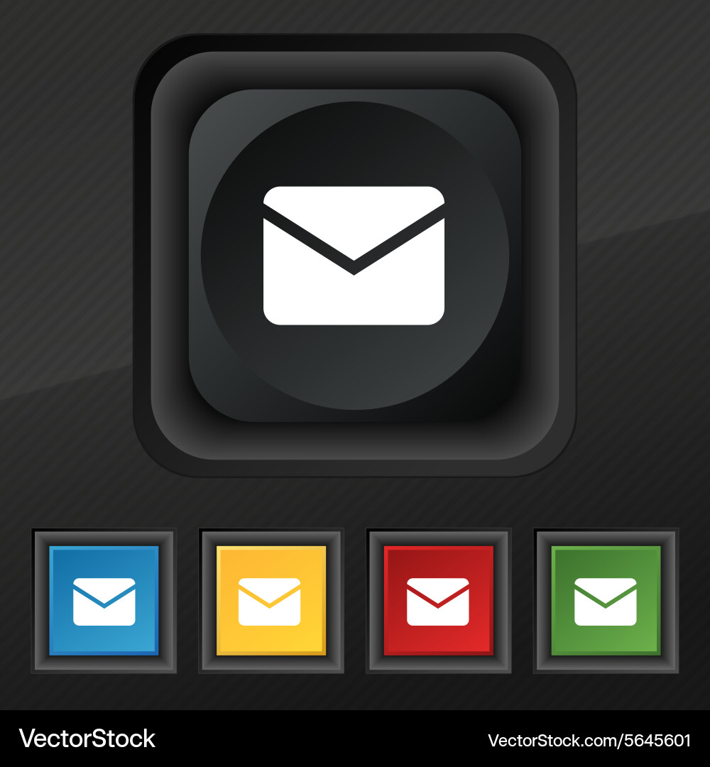 Mail envelope message icon symbol set of five Vector Image