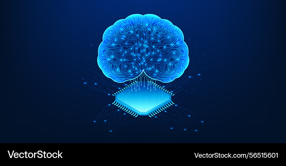 Microchip with an ai brain represents agentic Microchip with an ai brain represents agentic vector image
