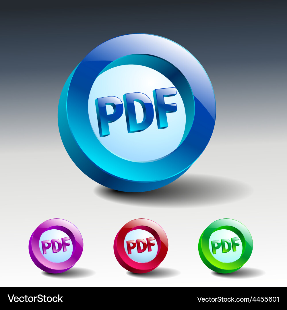 Pdf icon button internet document file Vector Image
