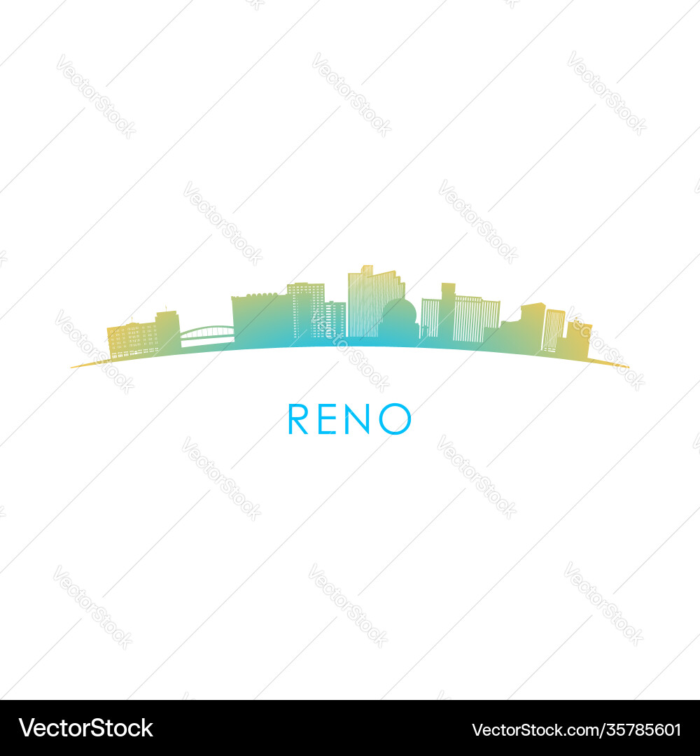 Reno skyline silhouette design colorful Reno skyline silhouette design colorful Vector Image