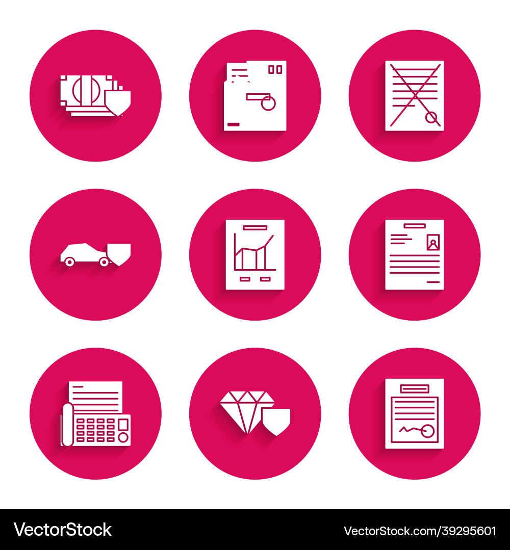Set document with graph chart diamond shield Vector Image