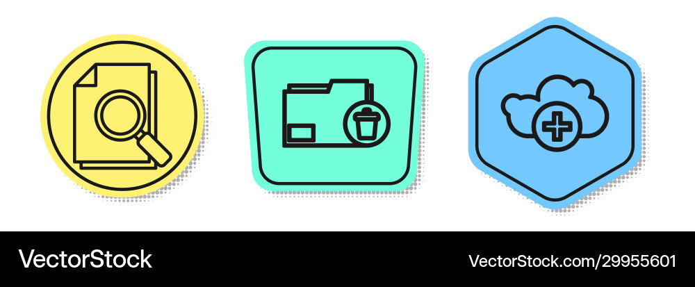Set line document with search delete folder Set line document with search delete folder Vector Image