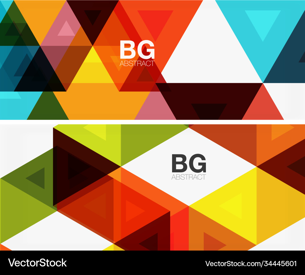 Set mosaic triangle pattern abstract Vector Image