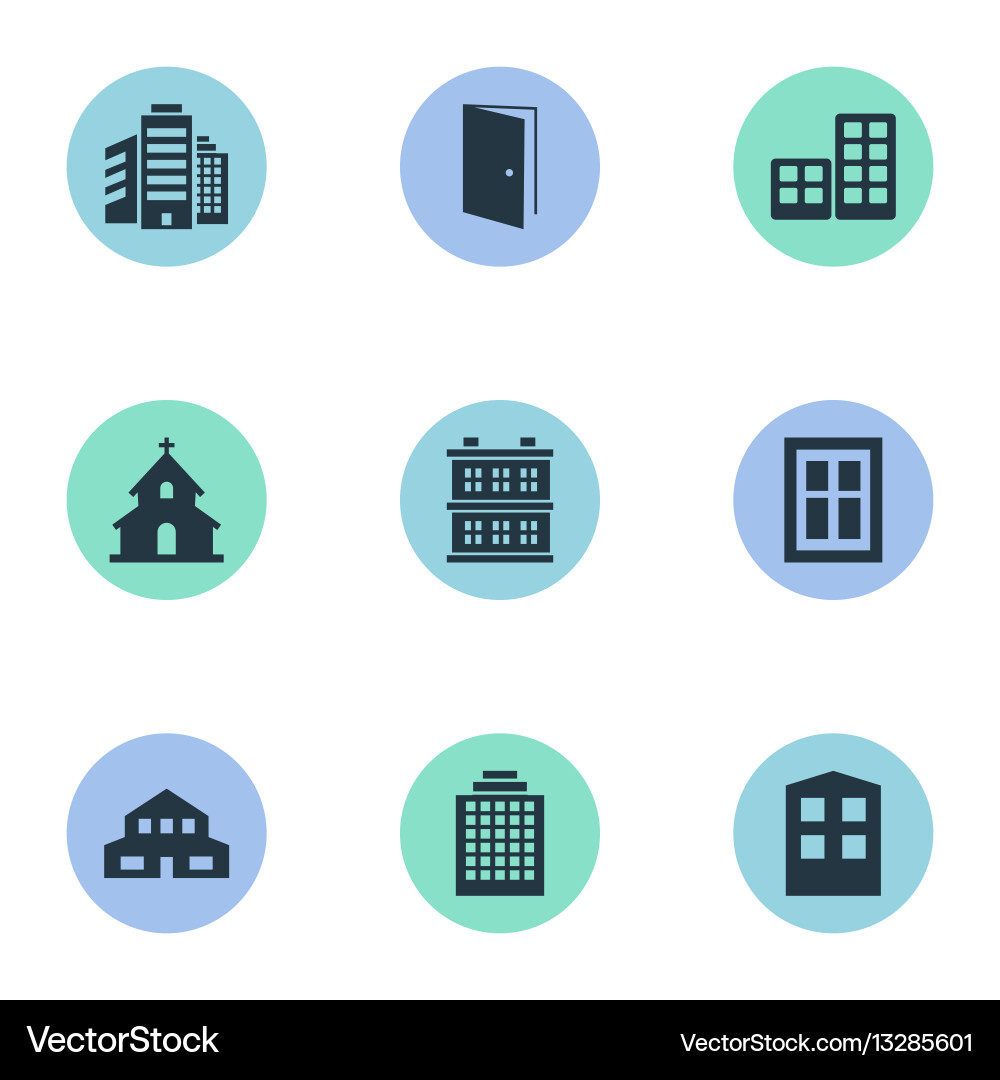 Set of 9 simple architecture icons can be found Vector Image