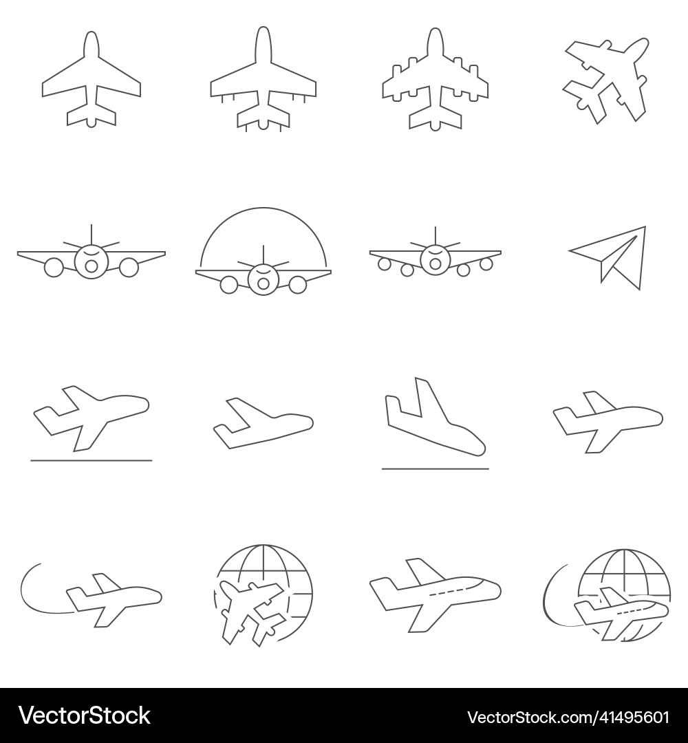 Set of plane line icon it contains symbols Set of plane line icon it contains symbols Vector Image