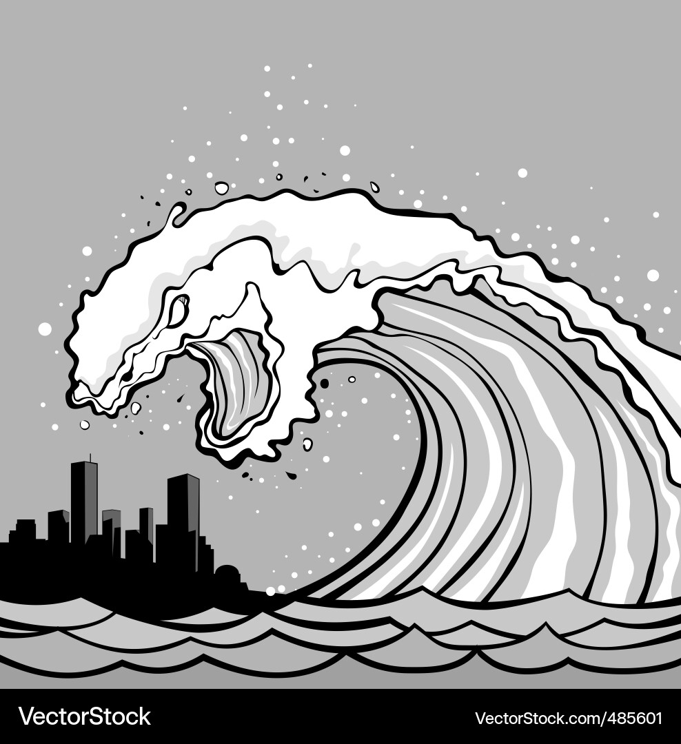 Tsunami Destruction Vector Image
