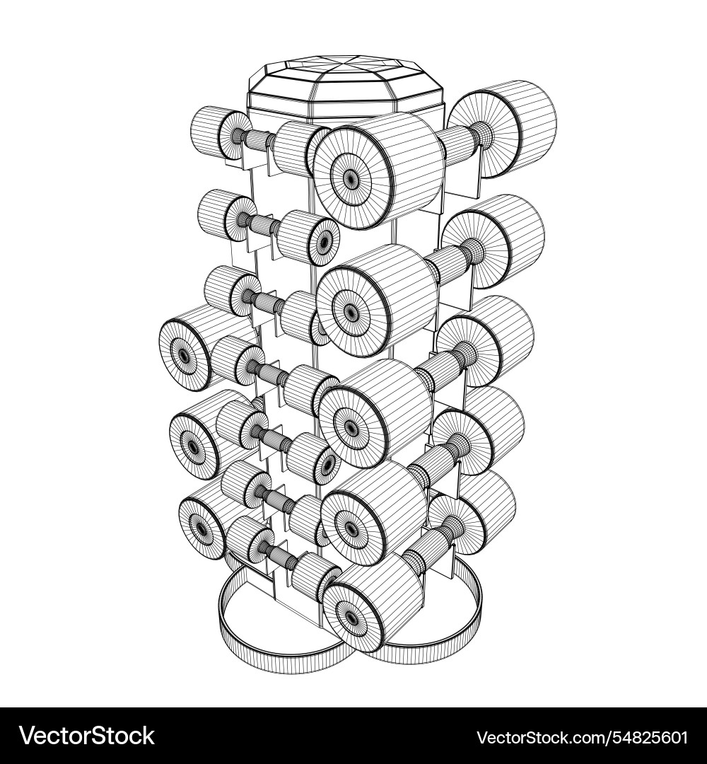 Wireframe of a set dumbbells different Wireframe of a set dumbbells different vector image