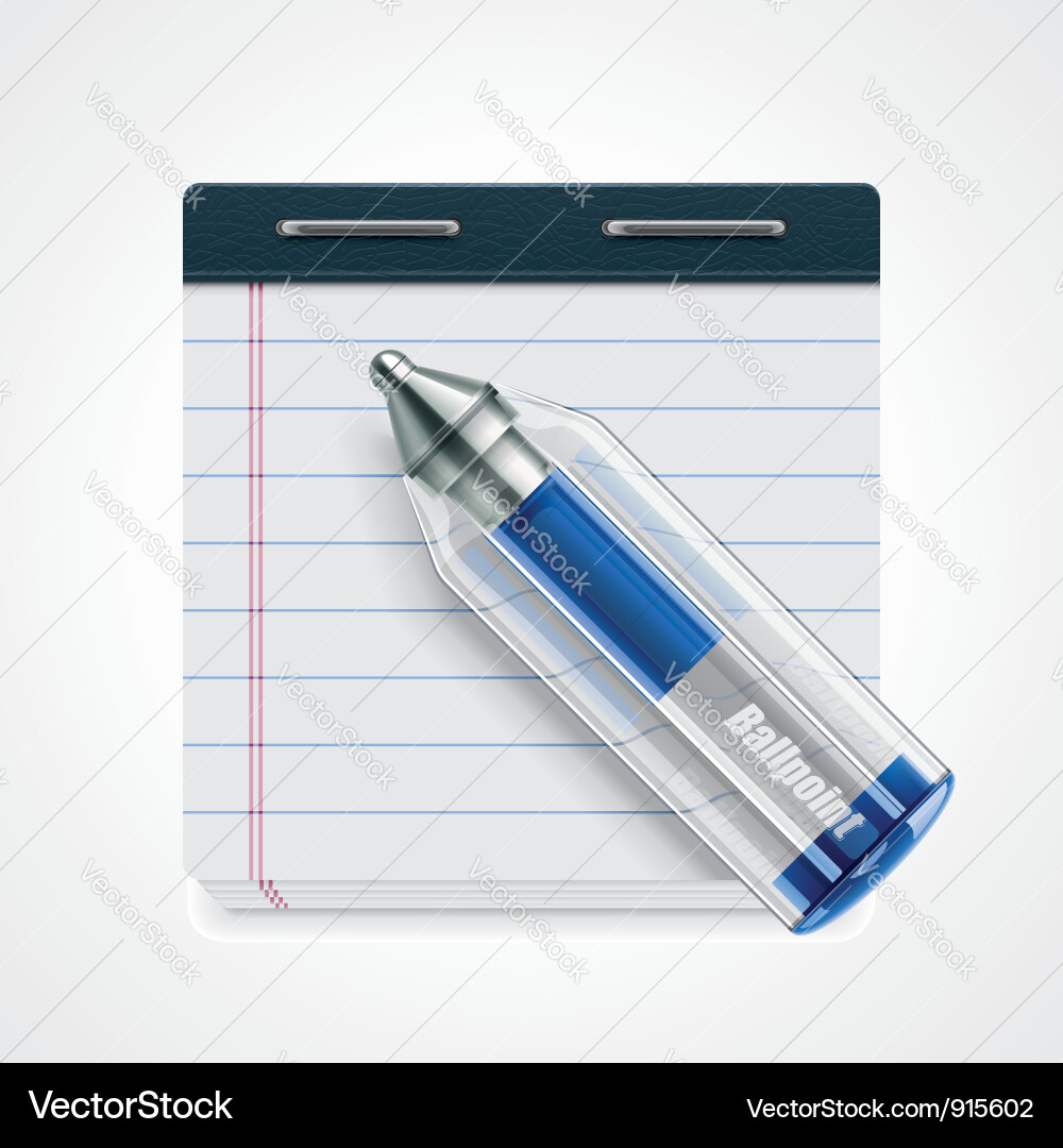 Ballpoint Pen on White Notepad Vector Image