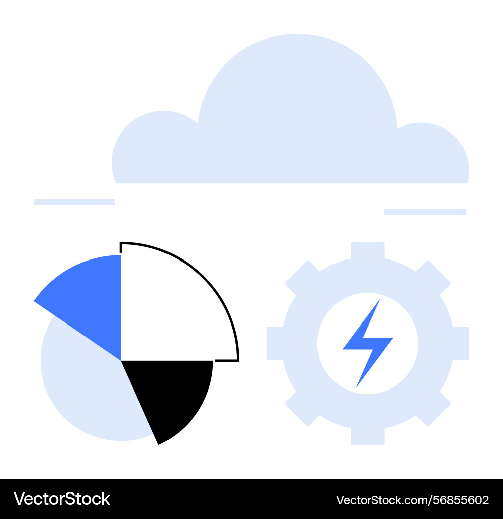 Cloud computing with data analytics gear vector image