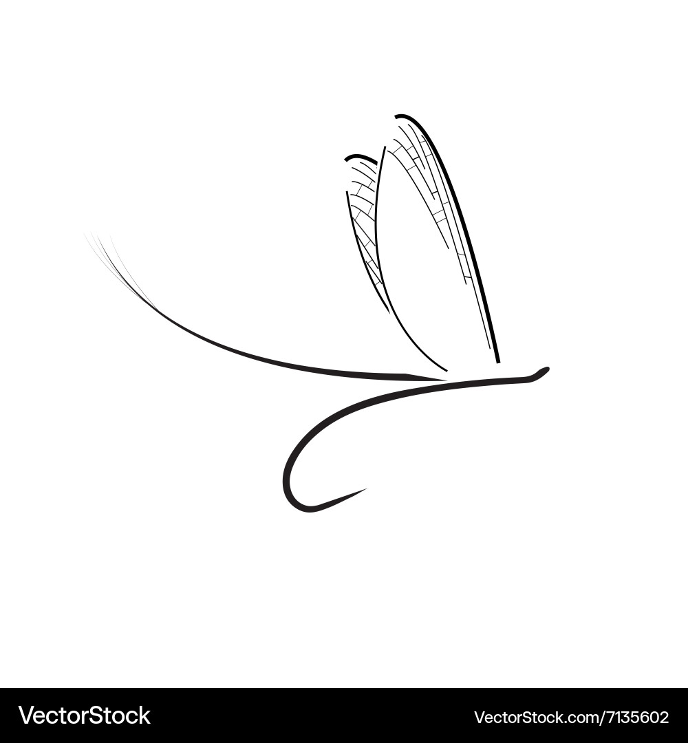 Fly Fishing Icon - Trout & River vector image