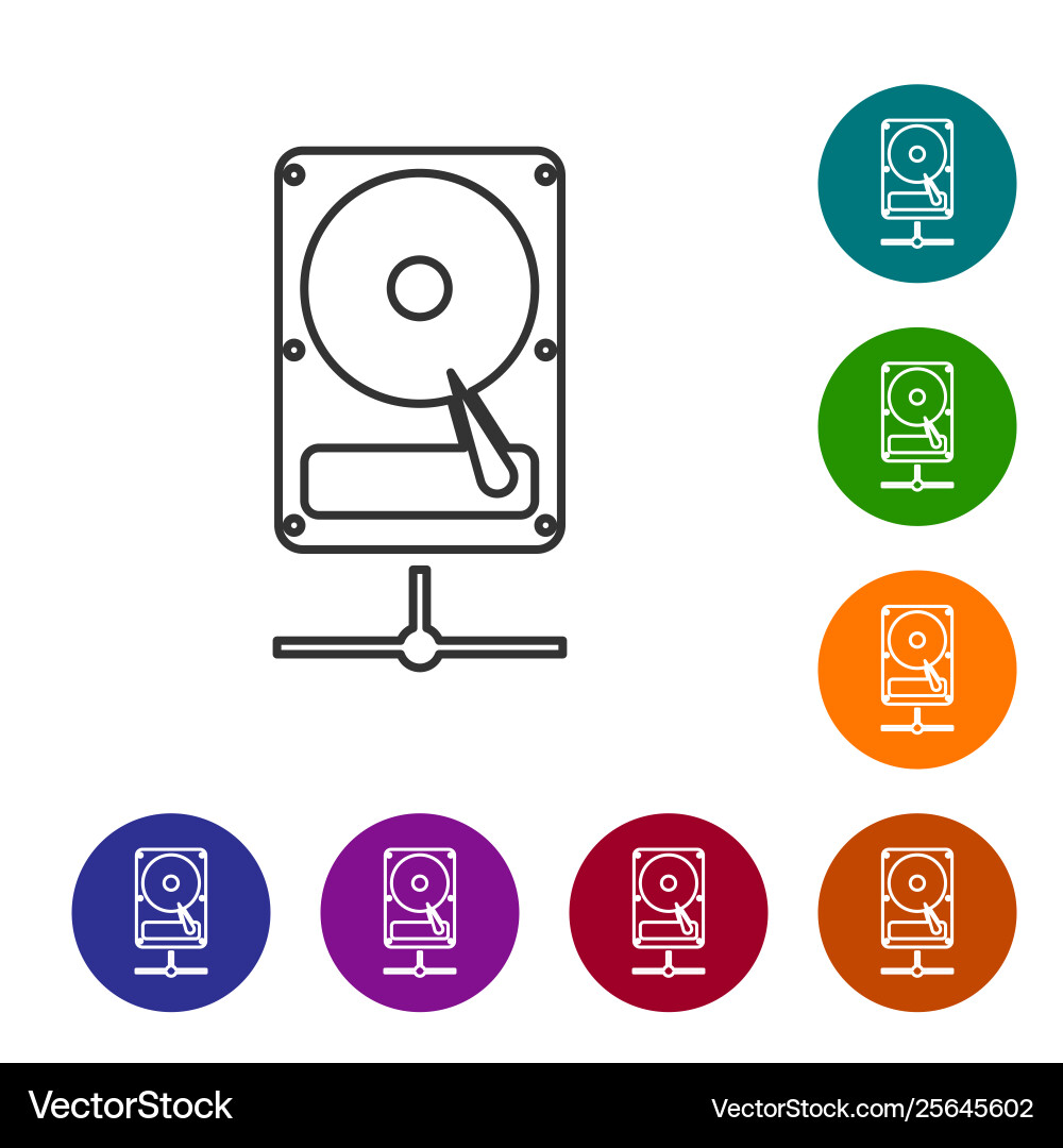 Grey hard disk drive on sharing network line icon Vector Image