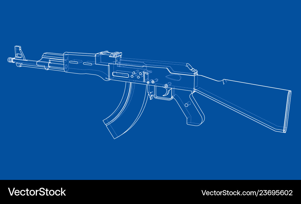 Machine gun rendering of 3d Vector Image