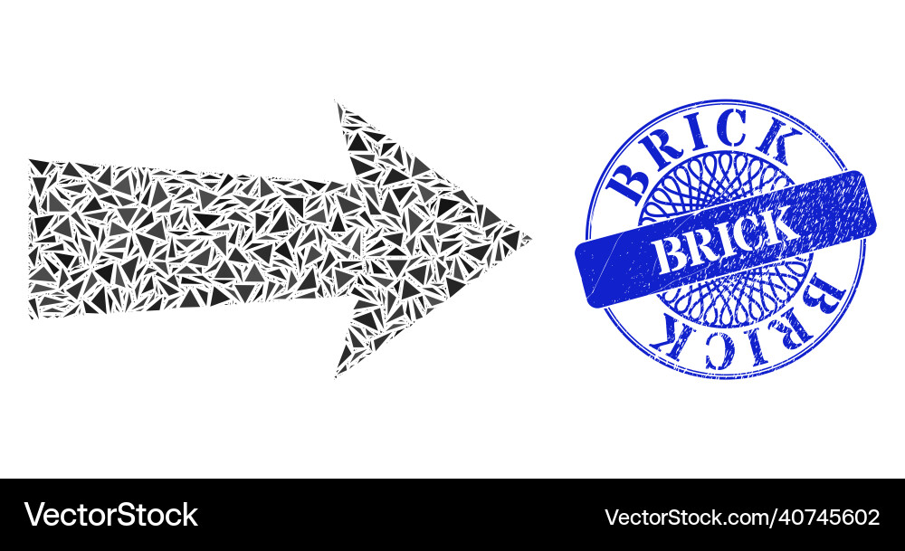 Rubber brick seal and triangle arrow right mosaic Vector Image