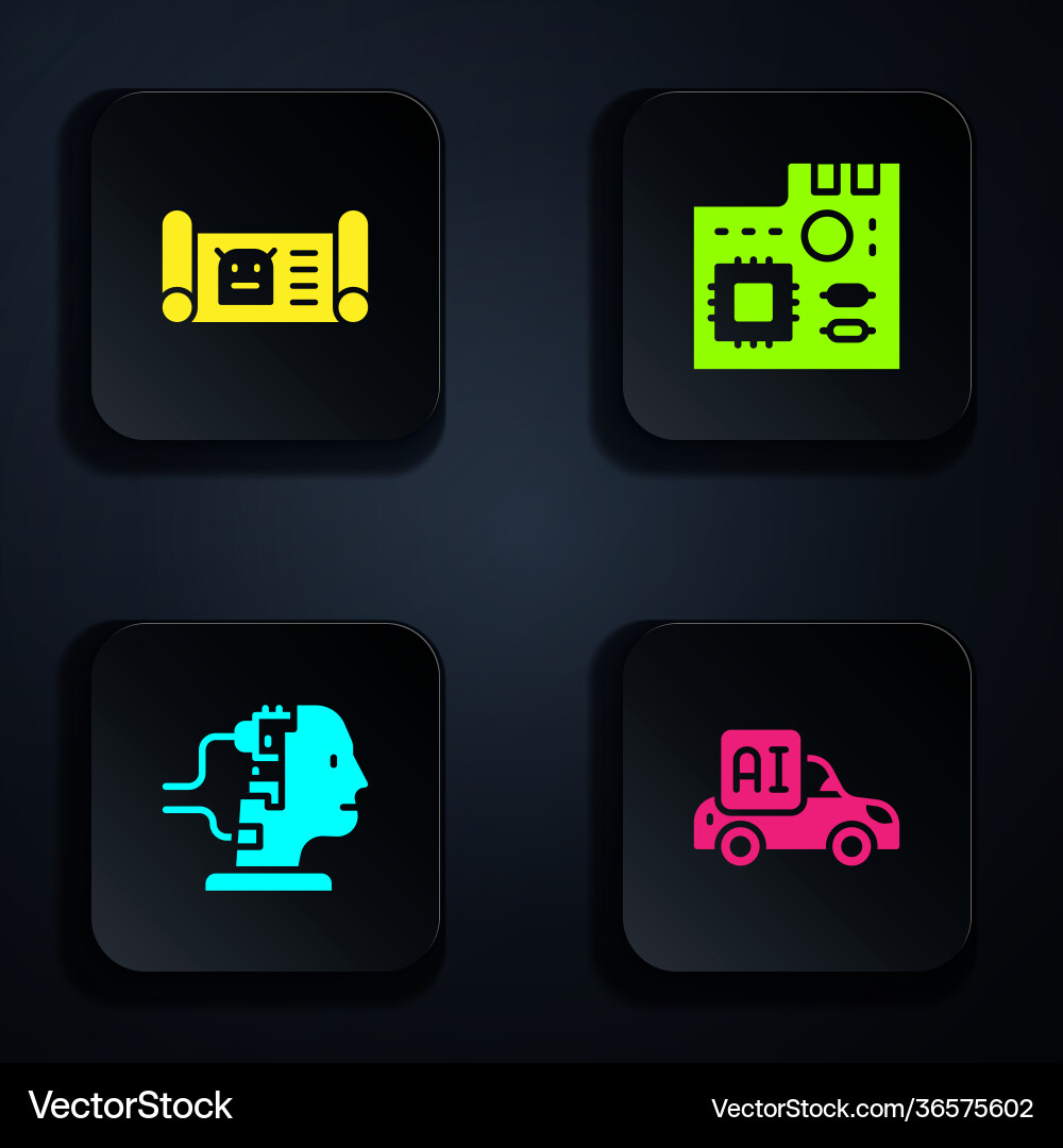 Set autonomous smart car robot blueprint Vector Image