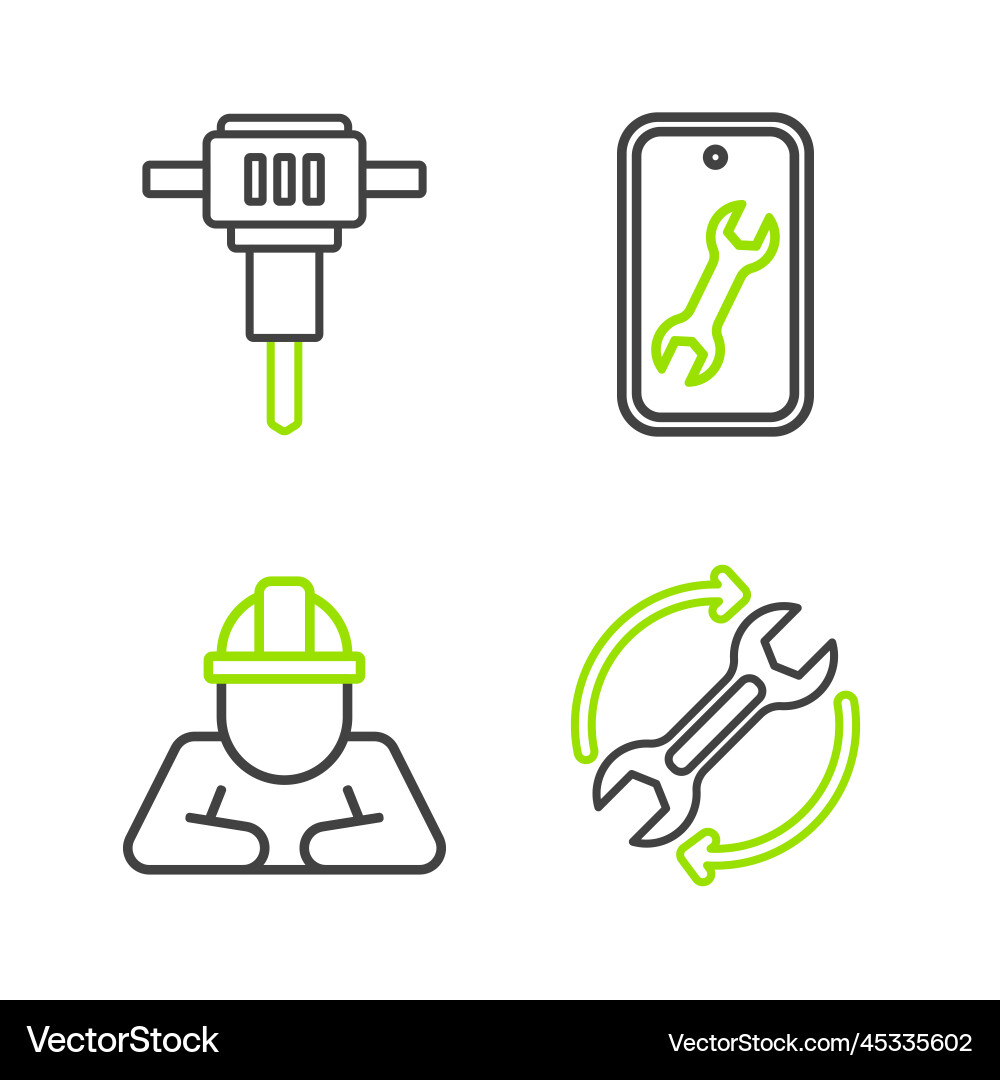 Set line wrench and arrows as workflow builder Vector Image