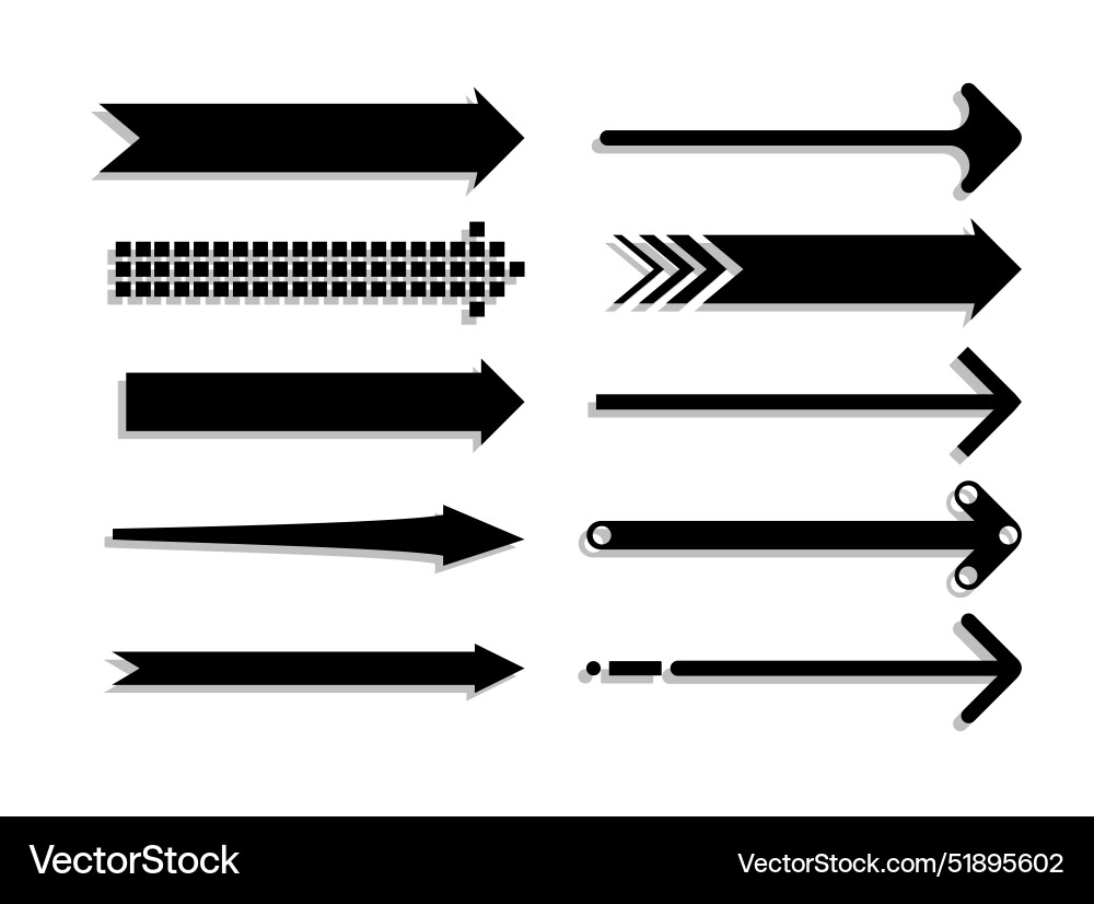 Set of black arrow pointing up shape Vector Image