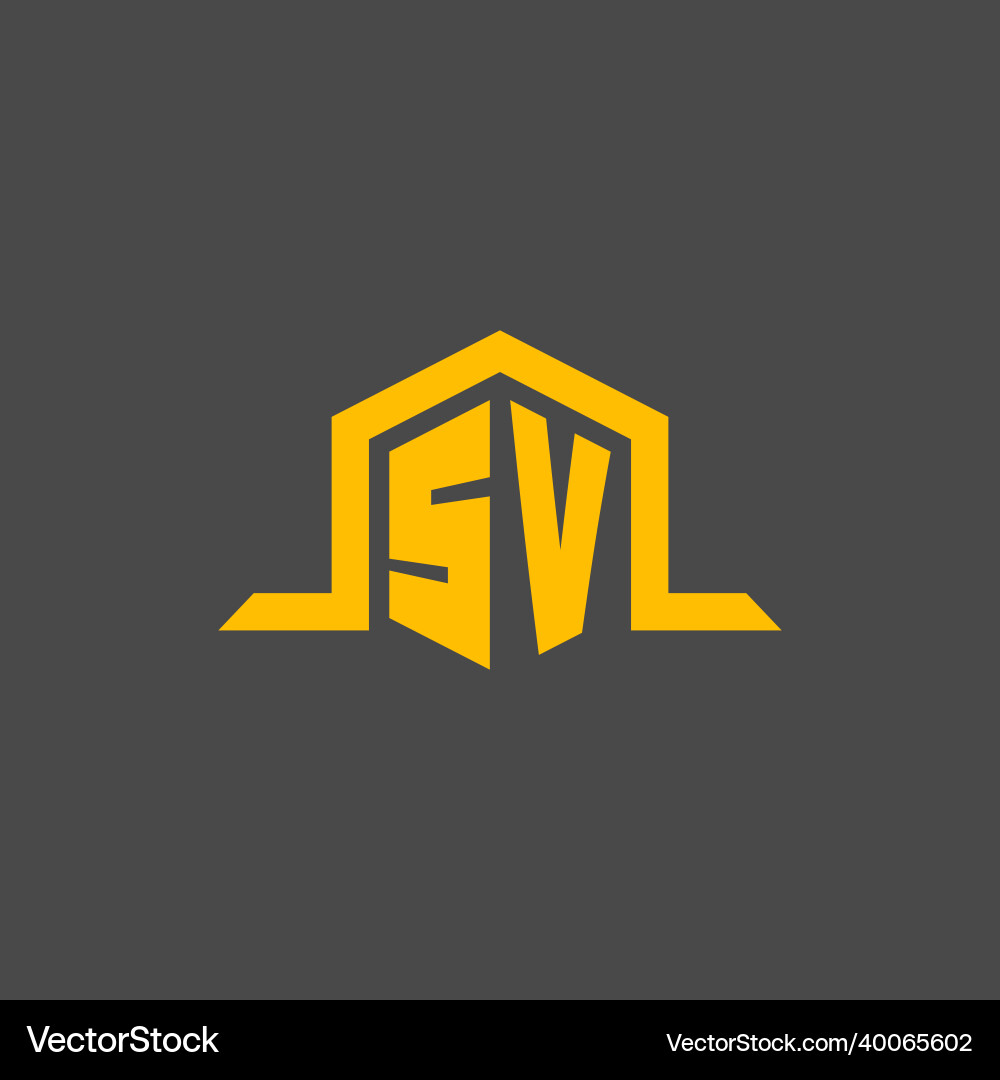 Sv monogram initial logo with hexagon style design Vector Image