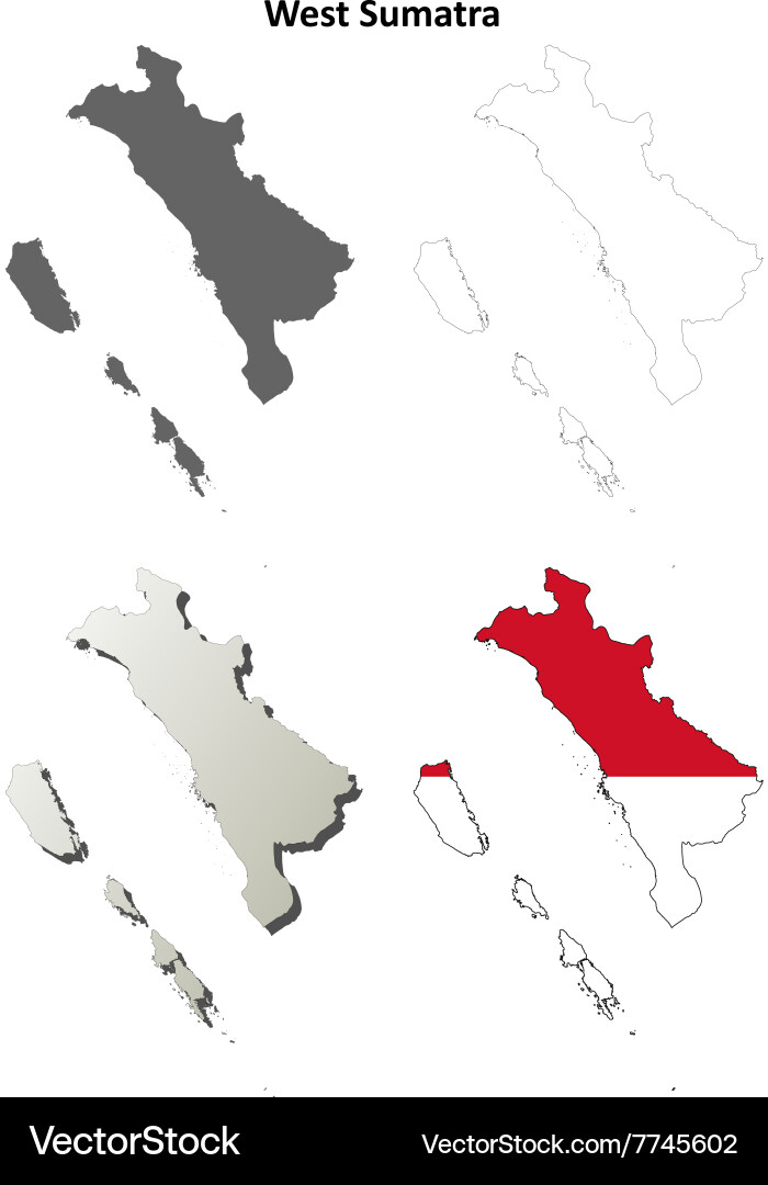 West sumatra blank outline map set Royalty Free Vector Image