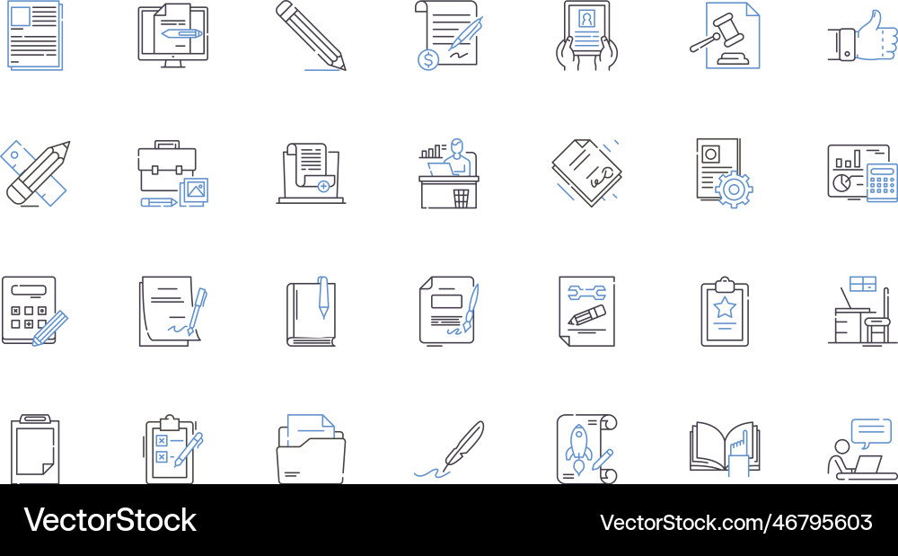 Correcting line icons collection revise amend Vector Image