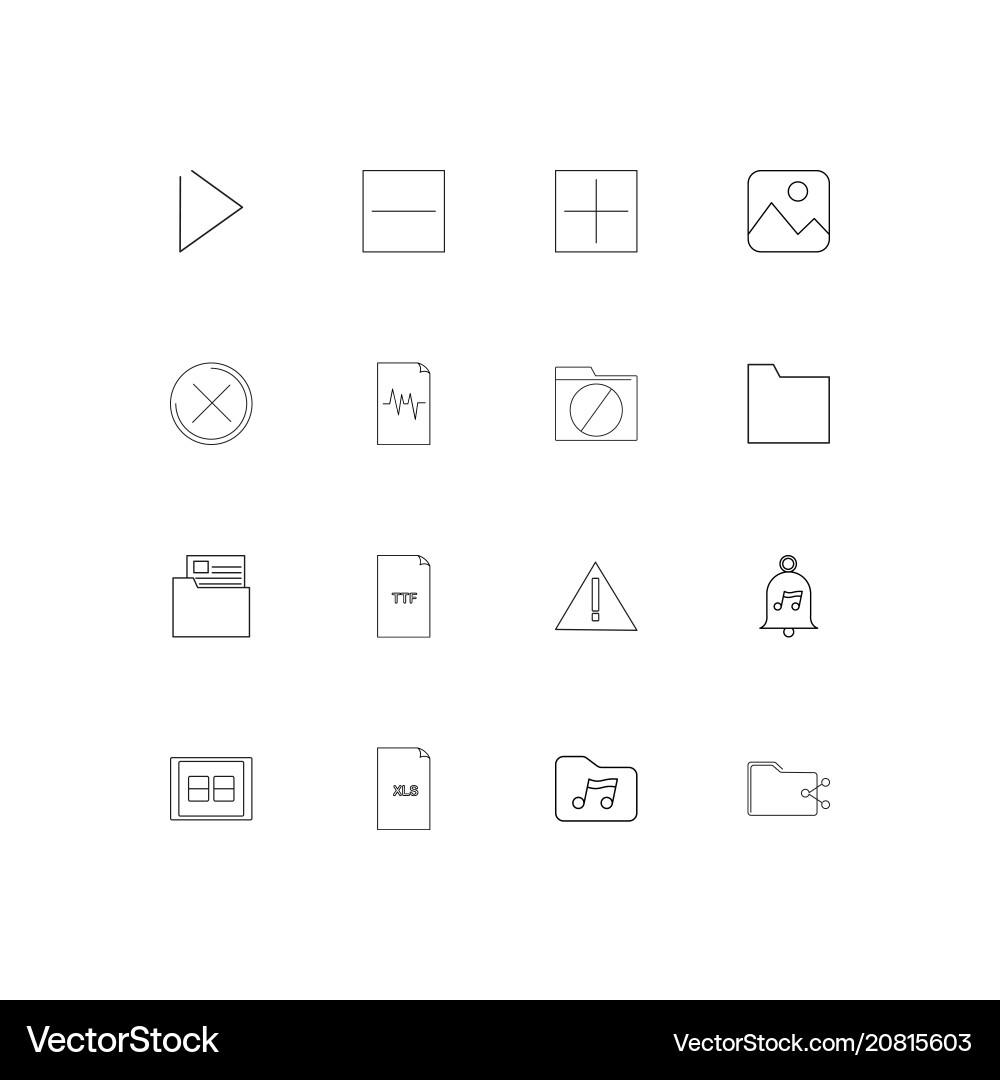 Files and folders sign linear thin icons set Vector Image