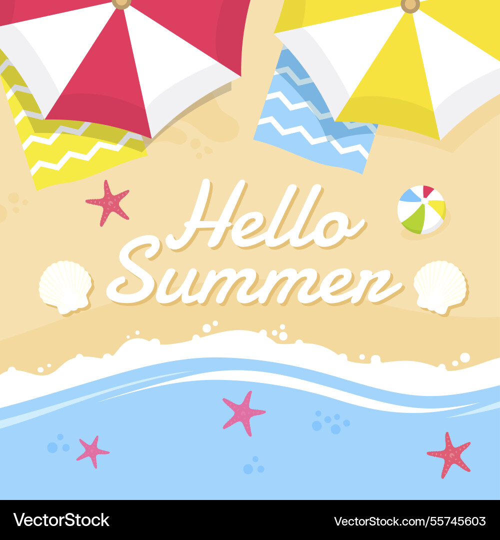 Flat hello summer background Vector Image