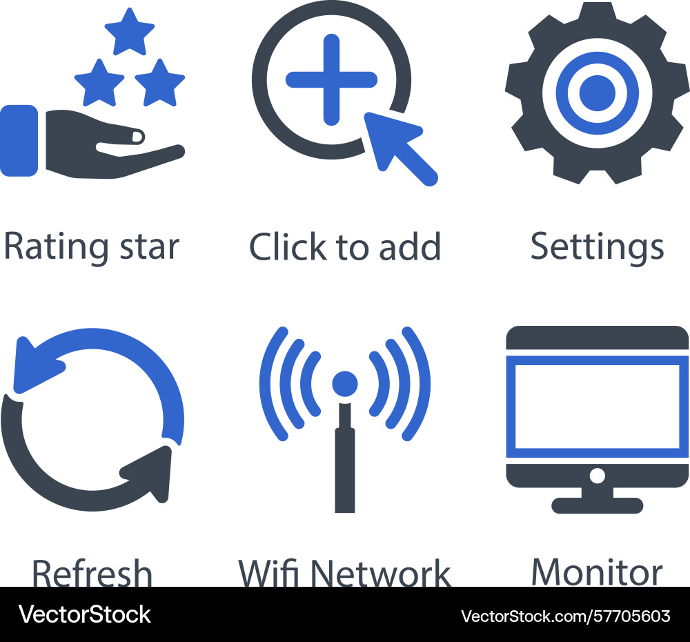 Rating star click to add settings refresh wifi vector image