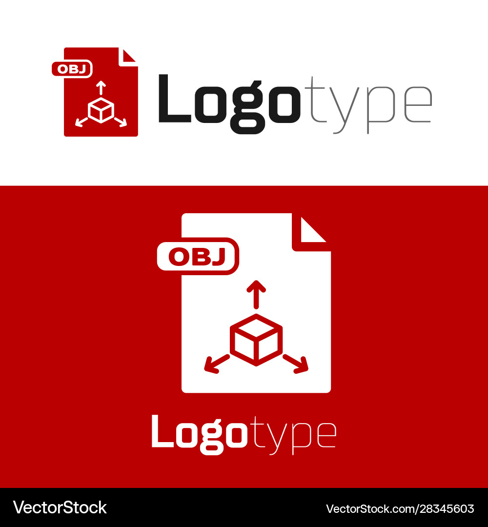 Red obj file document download button icon Red obj file document download button icon Vector Image