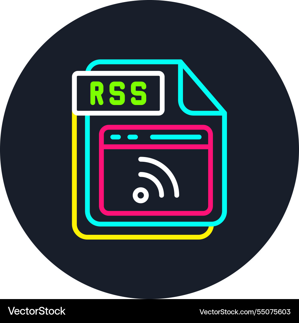 Rss line multi color icon vector image