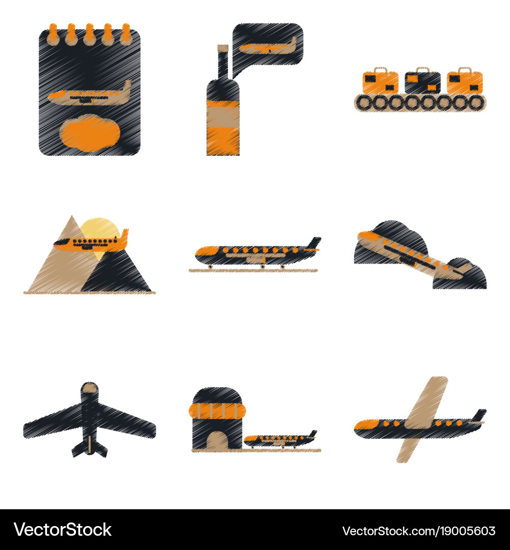 Set of flat icons in shading style planes Vector Image