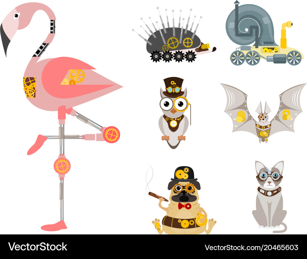 Steampunk Robot Animals Vector Image
