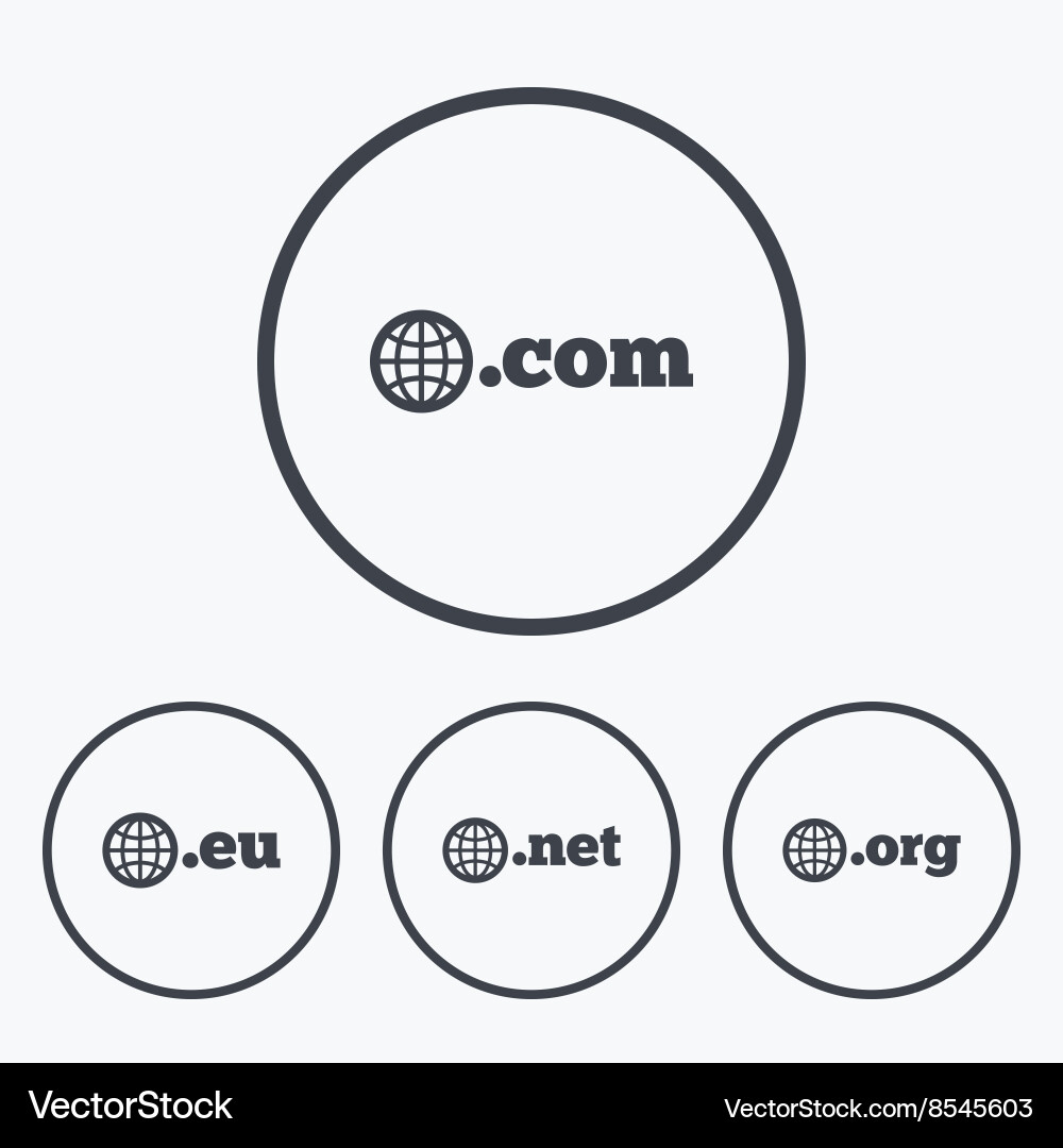 Top-level domains signs com eu net and org Vector Image