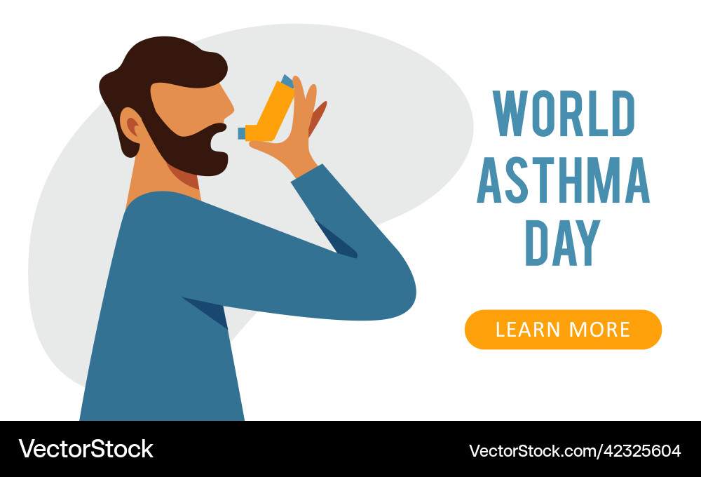 A composition with man using inhaler world Vector Image
