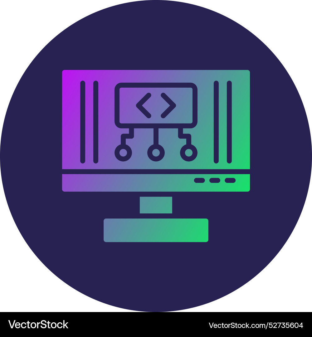 Code glyph circle gradient icon vector image