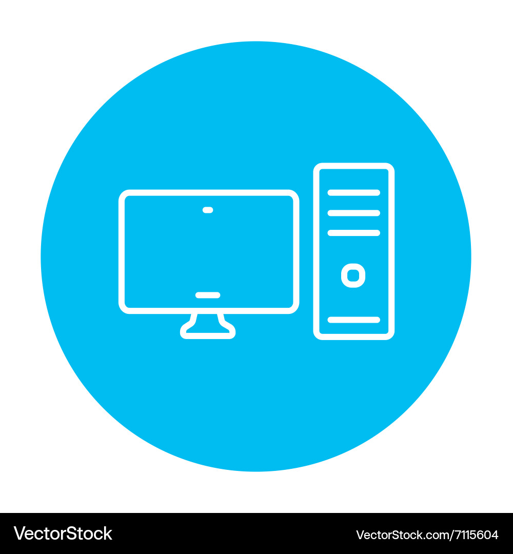Cpu and monitor line icon Vector Image