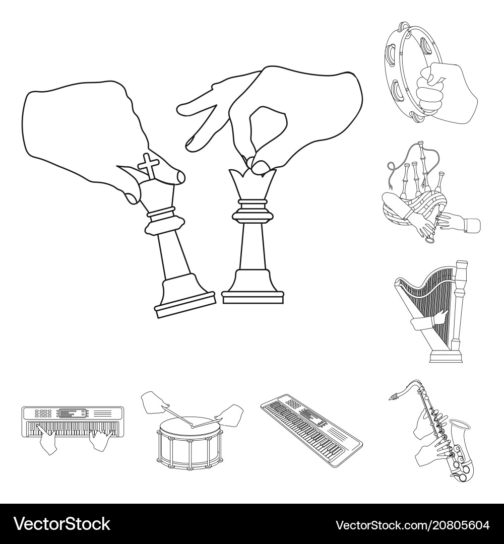 Manipulation by hands outline icons in set Vector Image