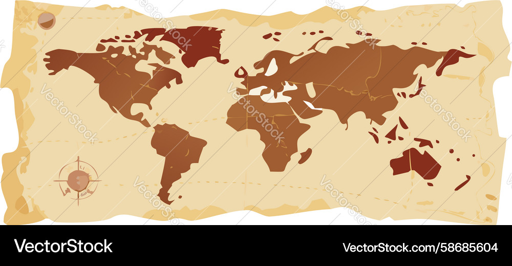 Rustic old world map scroll with aged texture Vector Image