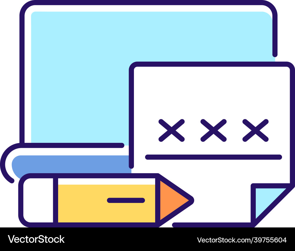 Using post it to remember password rgb color icon Using post it to remember password rgb color icon Vector Image