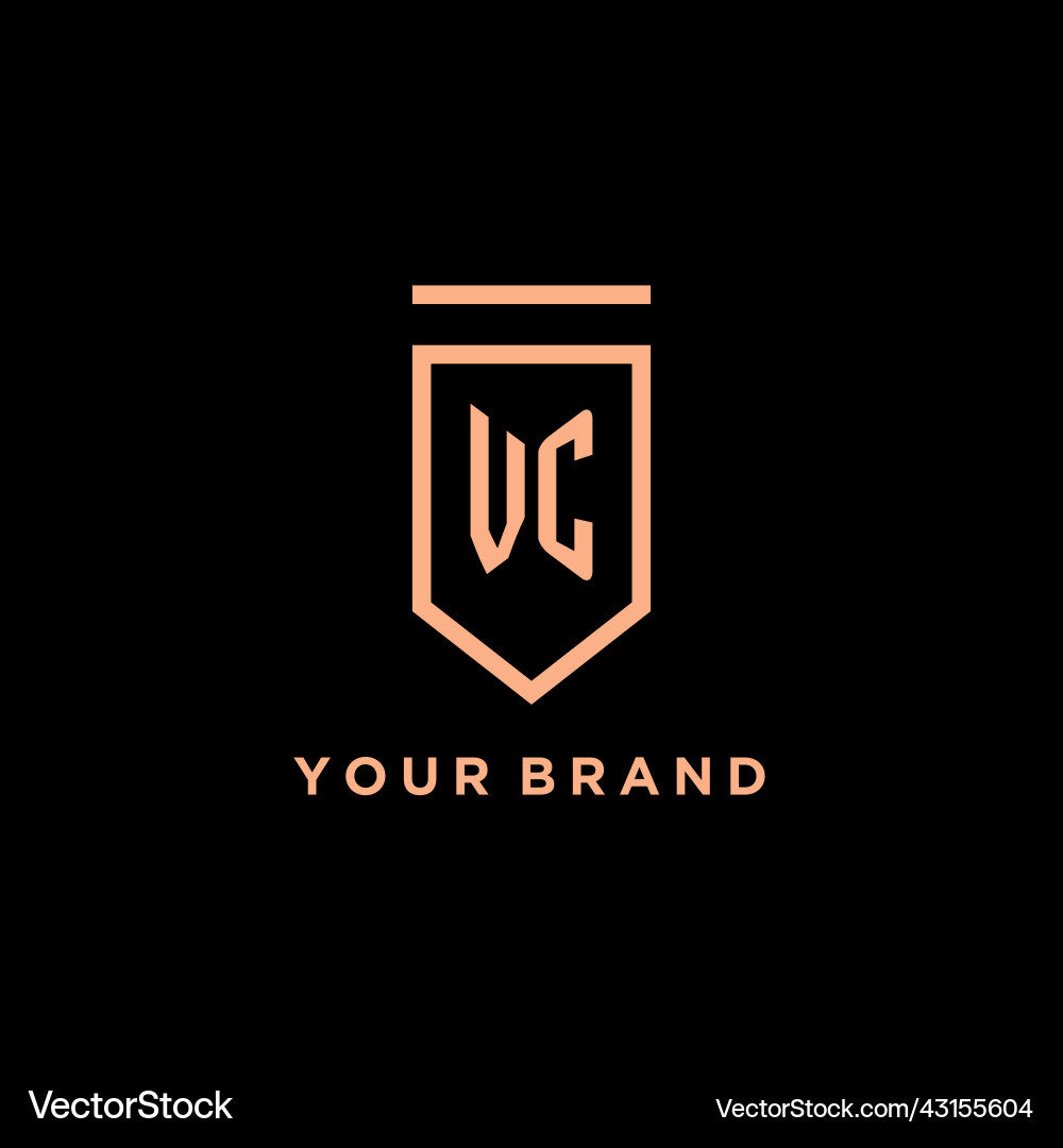 Vc monogram initial with shield logo design icon Vc monogram initial with shield logo design icon Vector Image
