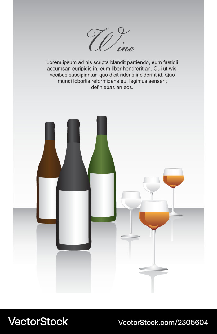 Wine bottle and cups with shadow background Vector Image