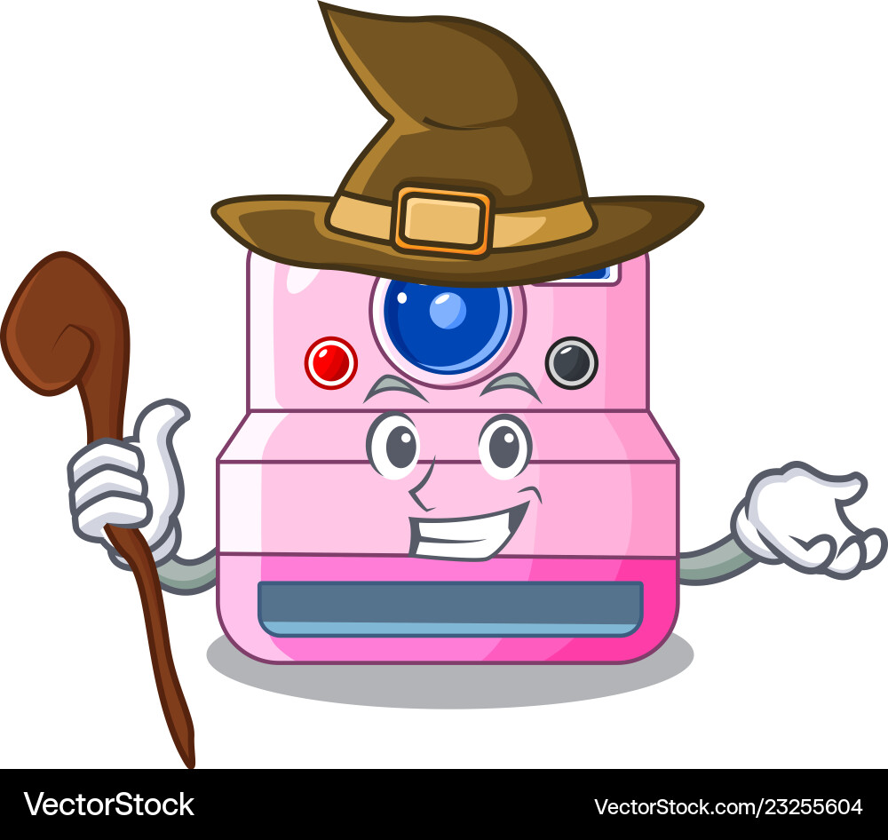 Witch instant camera in a shape character Vector Image